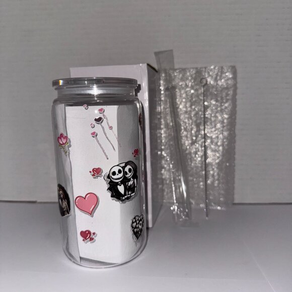 Halloween Wedding Themed 16 Oz Plastic Cup With Love Hearts - Picture 6 of 14